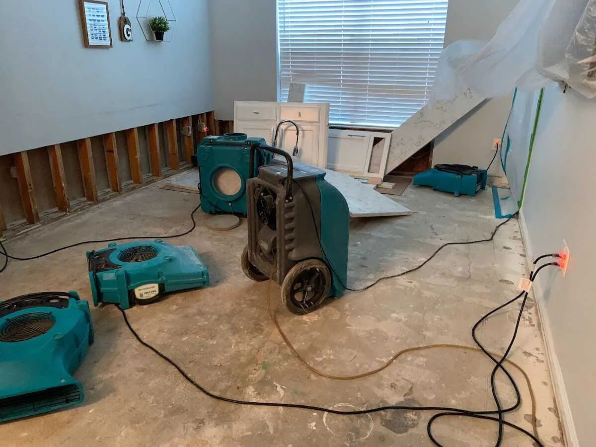 Dehumidifier in flood-cut room for Water Extraction & Removal in Blanchard